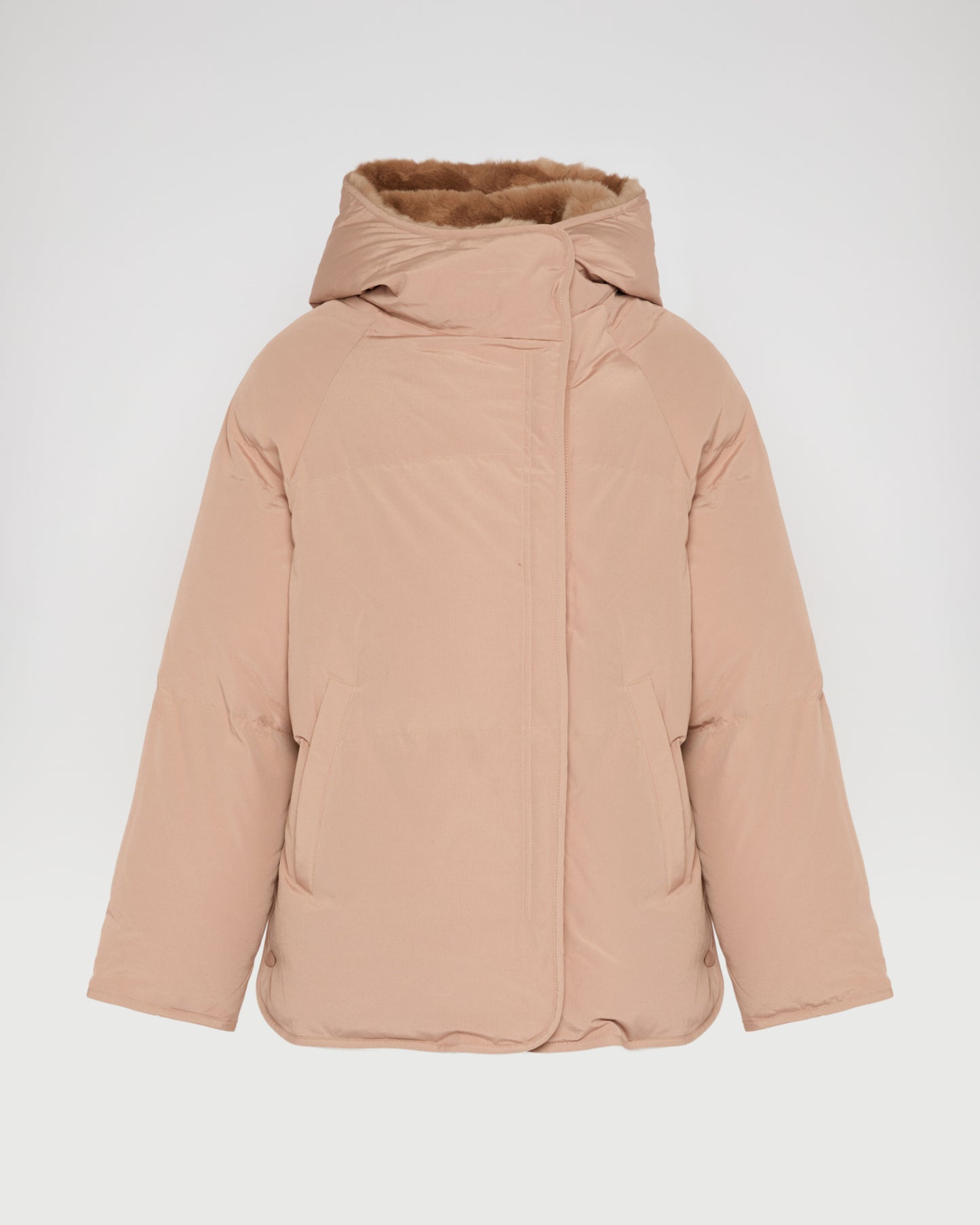 Short down jacket with rex rabbit fur trim -Yves Salomon