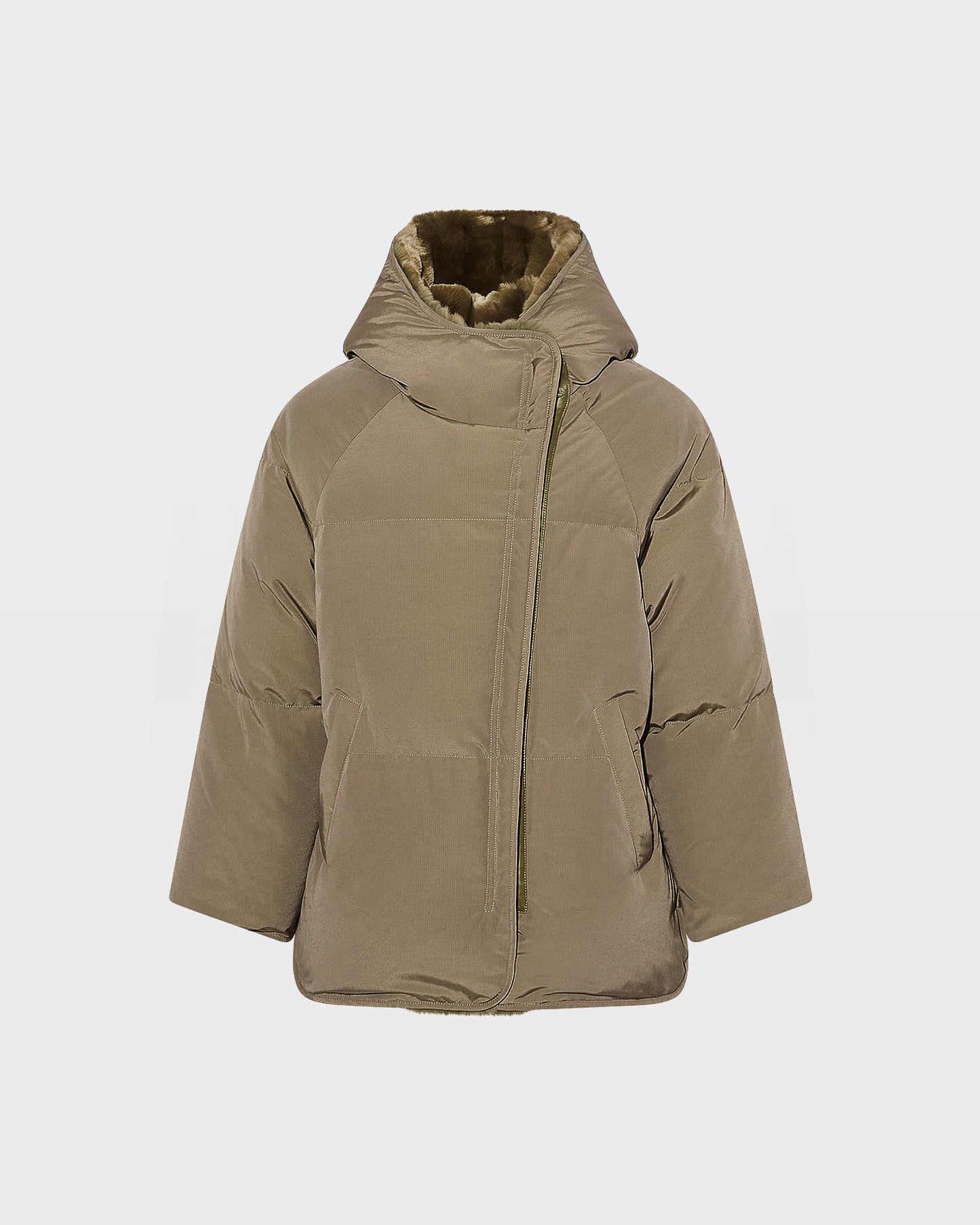 Short down jacket with rex rabbit fur trim -Yves Salomon