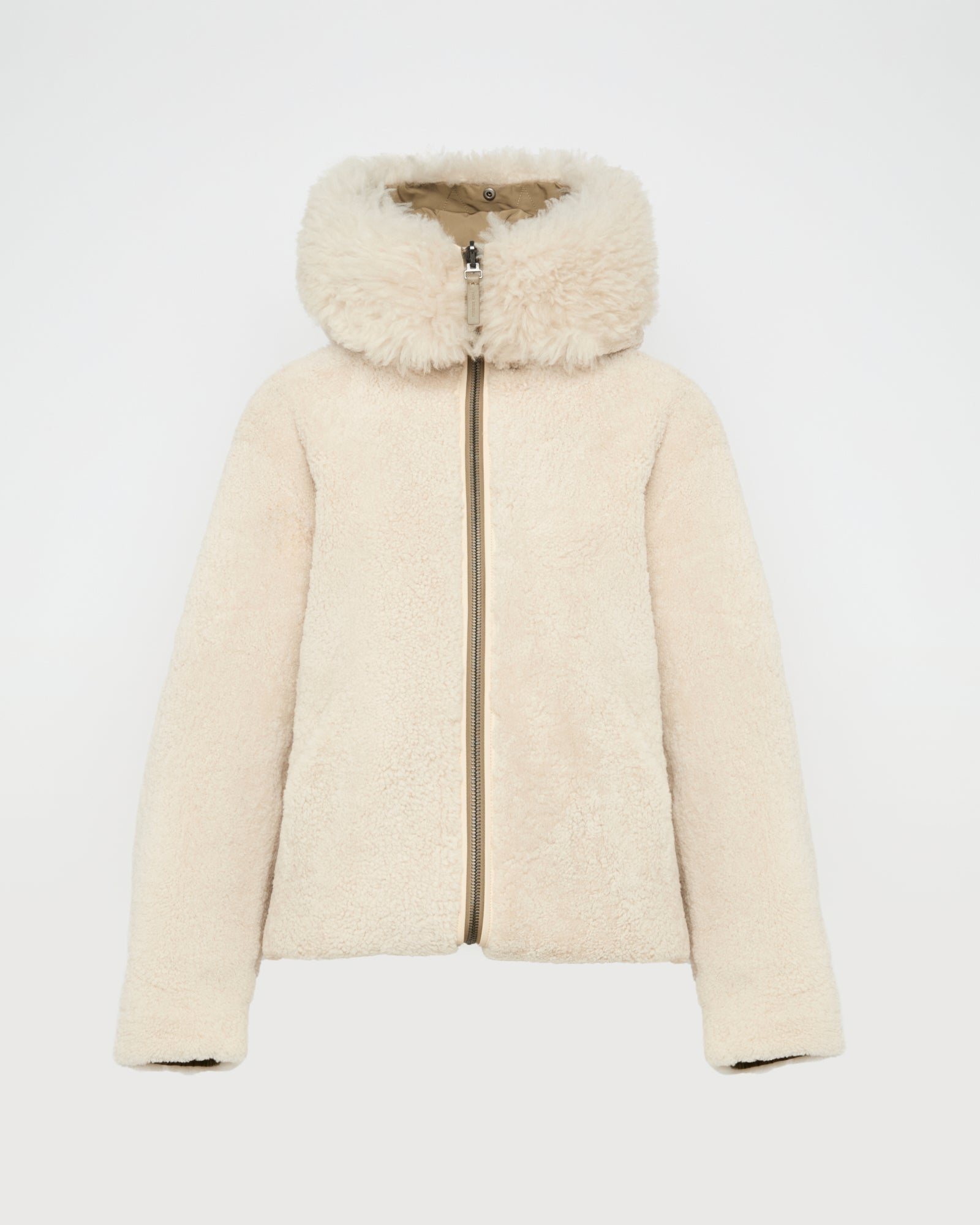 Revrsible hooded jacket in lambskin shearling and technical fabric -Yves Salomon