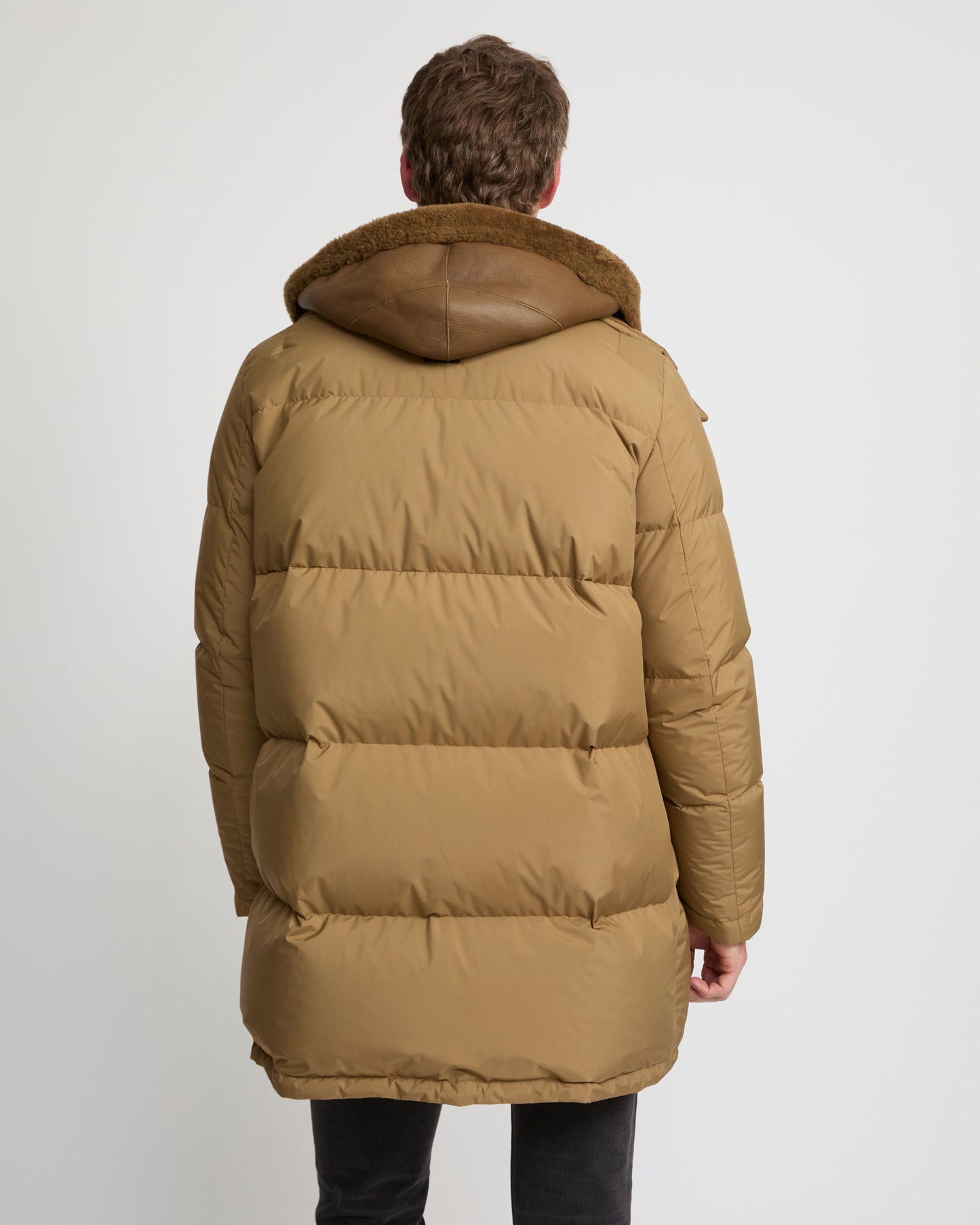 Down jacket with lambskin shearling bib - Yves Salomon