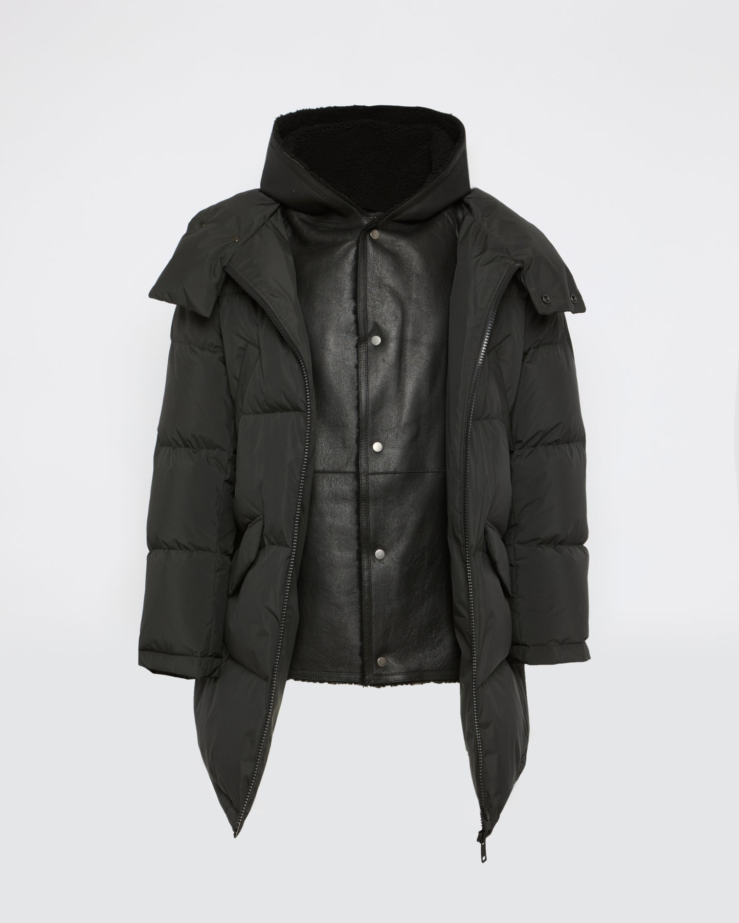 Down jacket with lambskin shearling bib -Yves Salomon