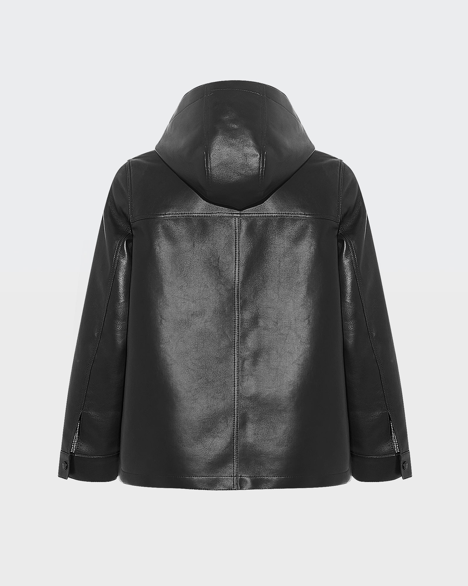 Flannel lined leather hoodie -Yves Salomon