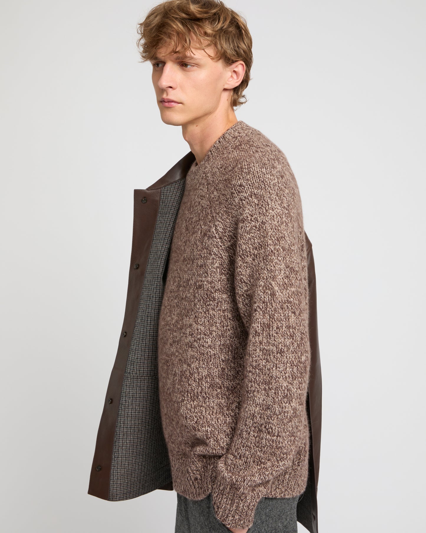 Flannel lined leather overshirt -Yves Salomon