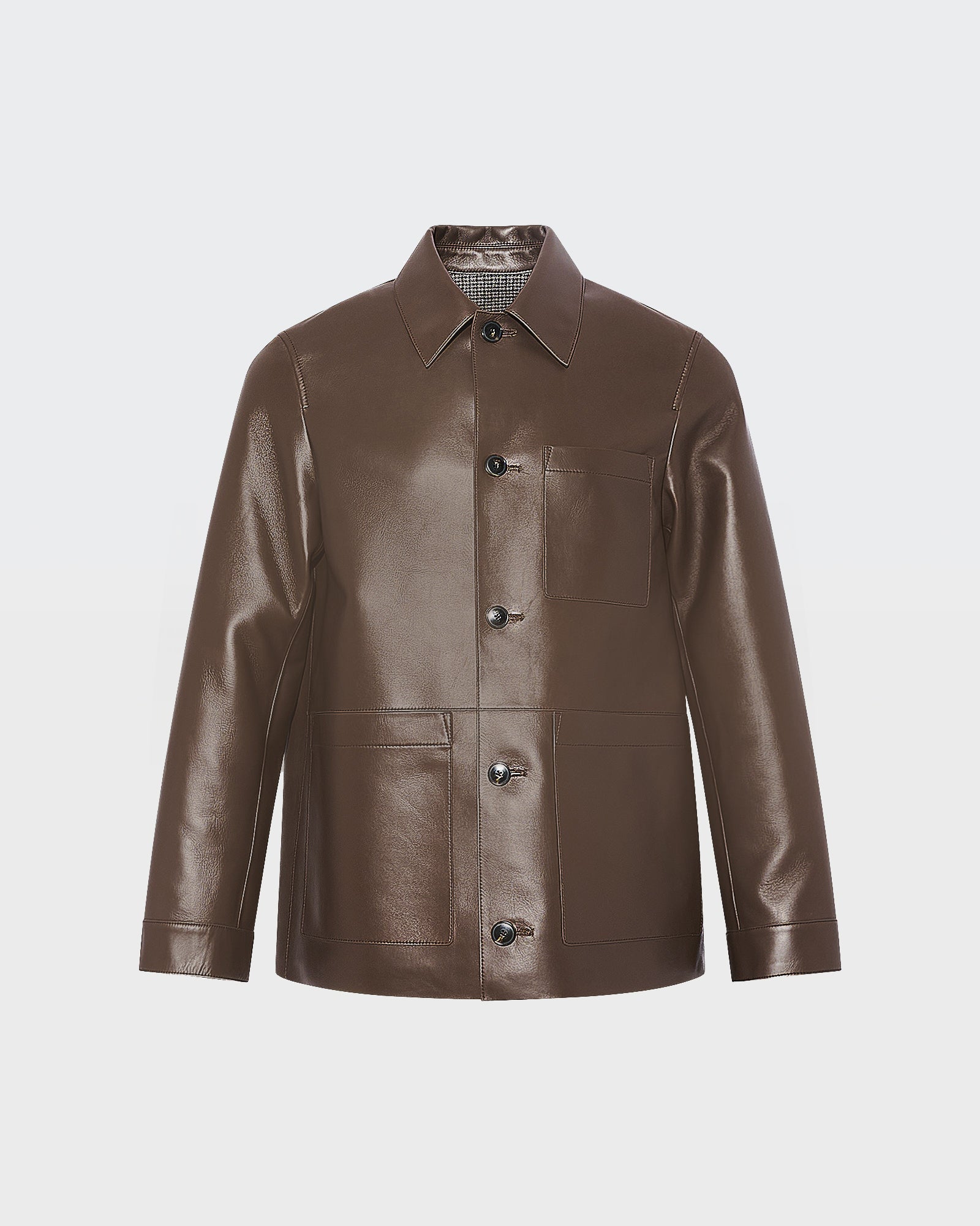 Flannel lined leather overshirt -Yves Salomon