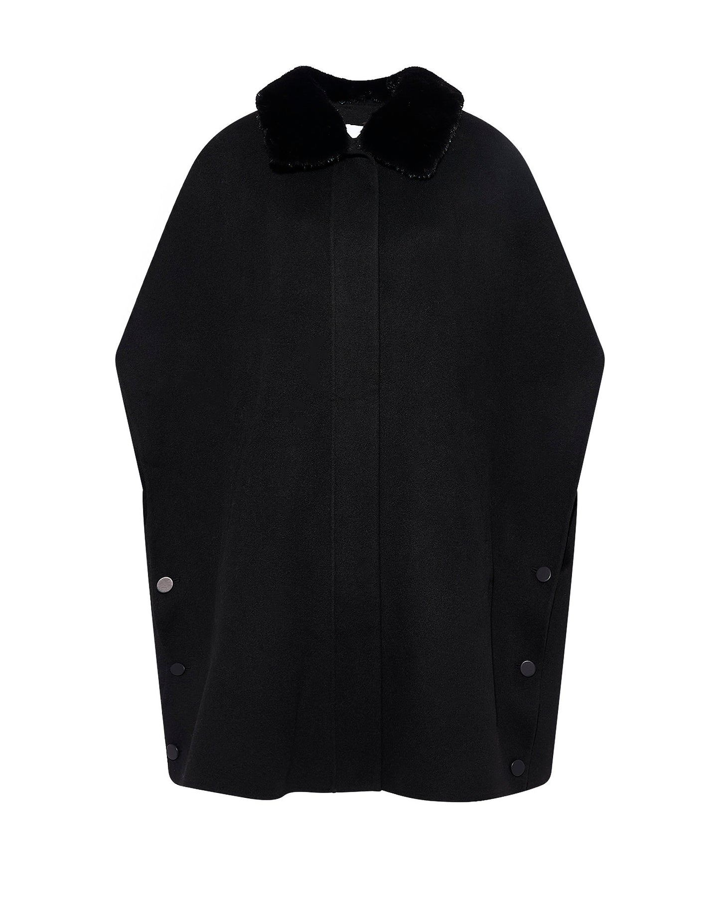 Cashmere-blend cape with removable mink fur collar - Yves Salomon