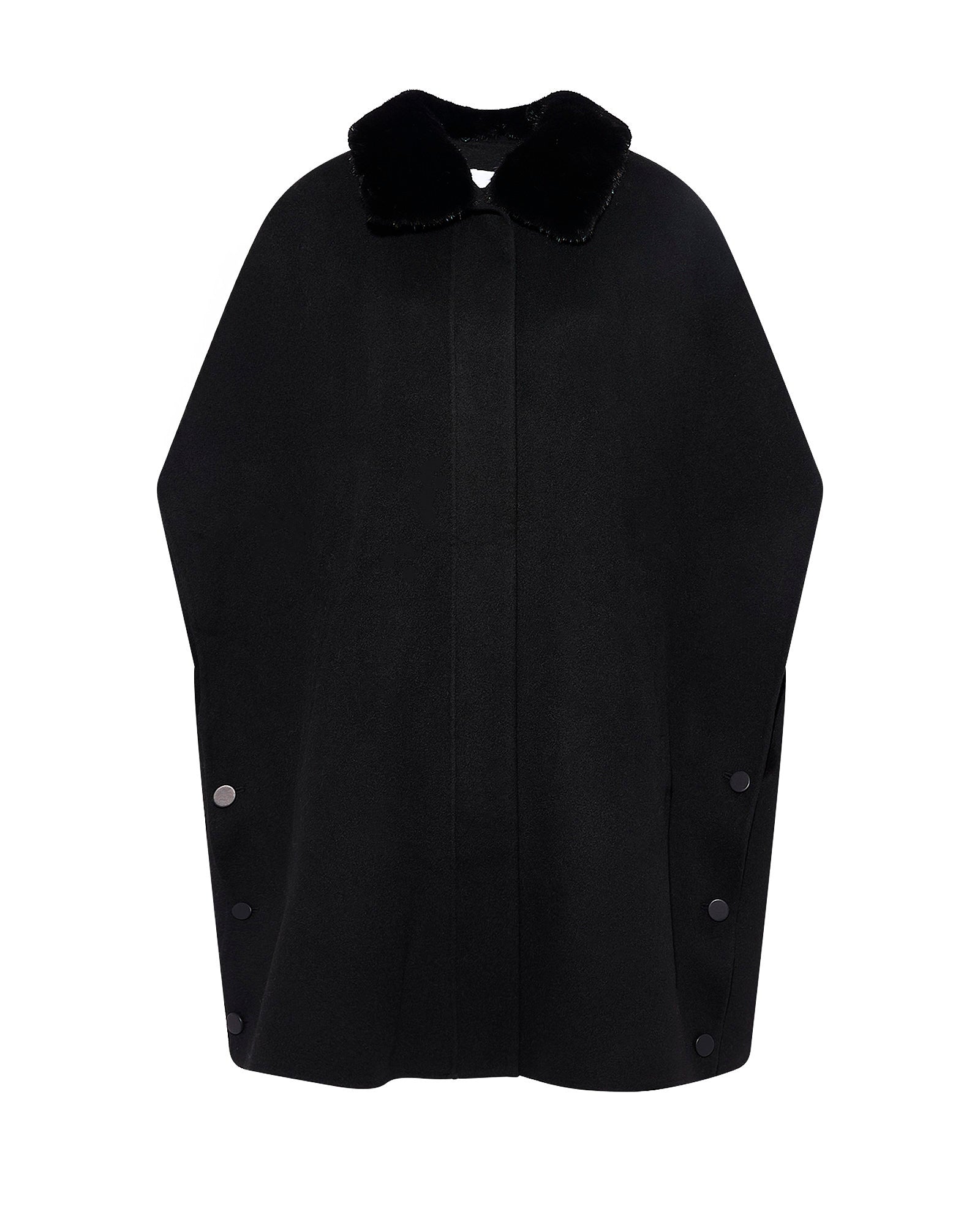 Cashmere-blend cape with removable mink fur collar - Yves Salomon