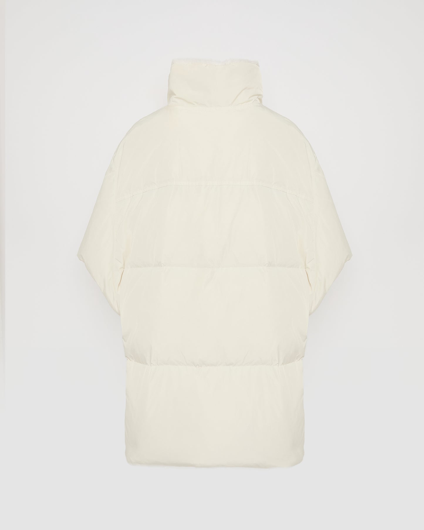 Technical fabric down cape with mink fur stand collar and lining. - Yves Salomon