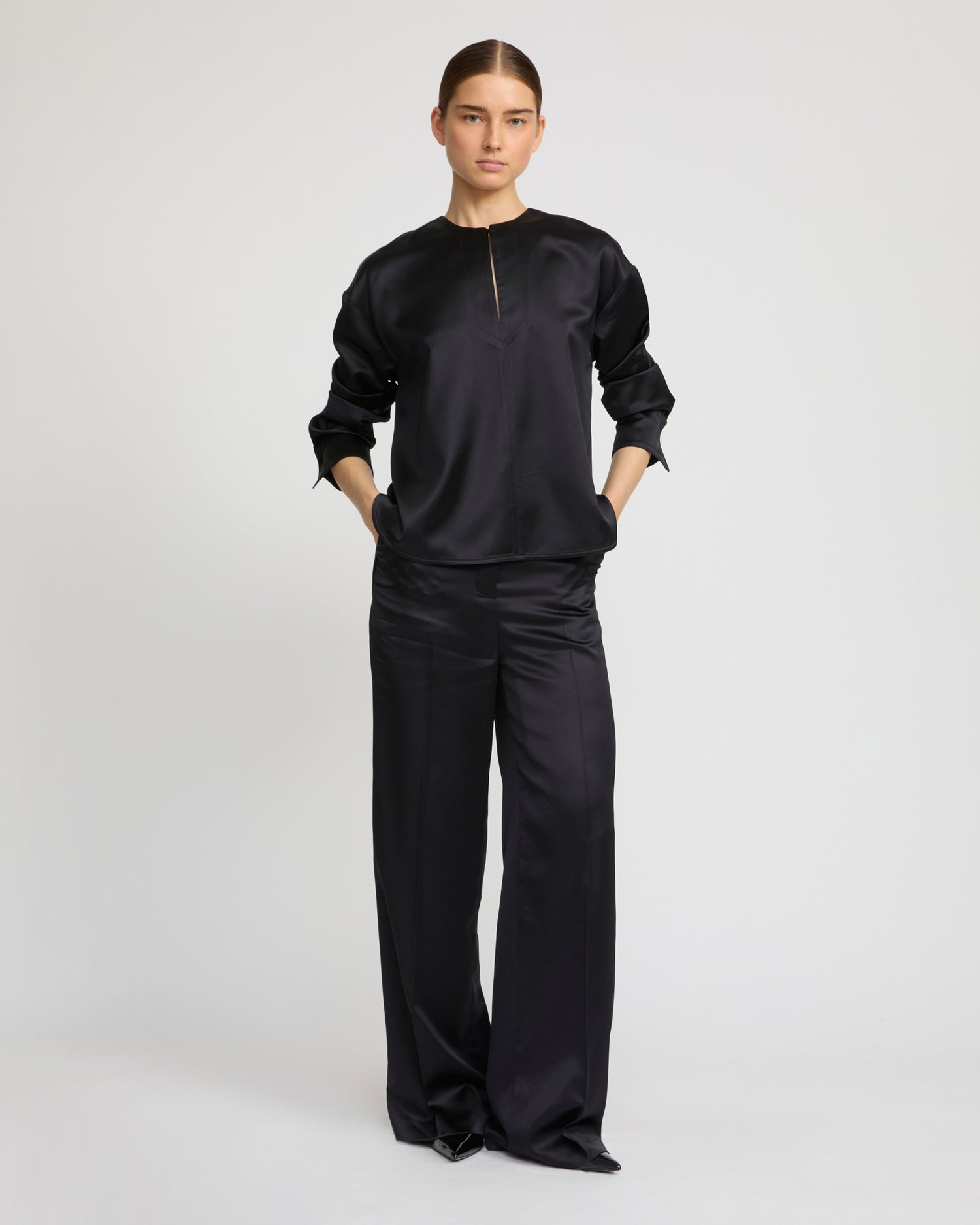 Heavy wool satin blouse - Yves Salomon