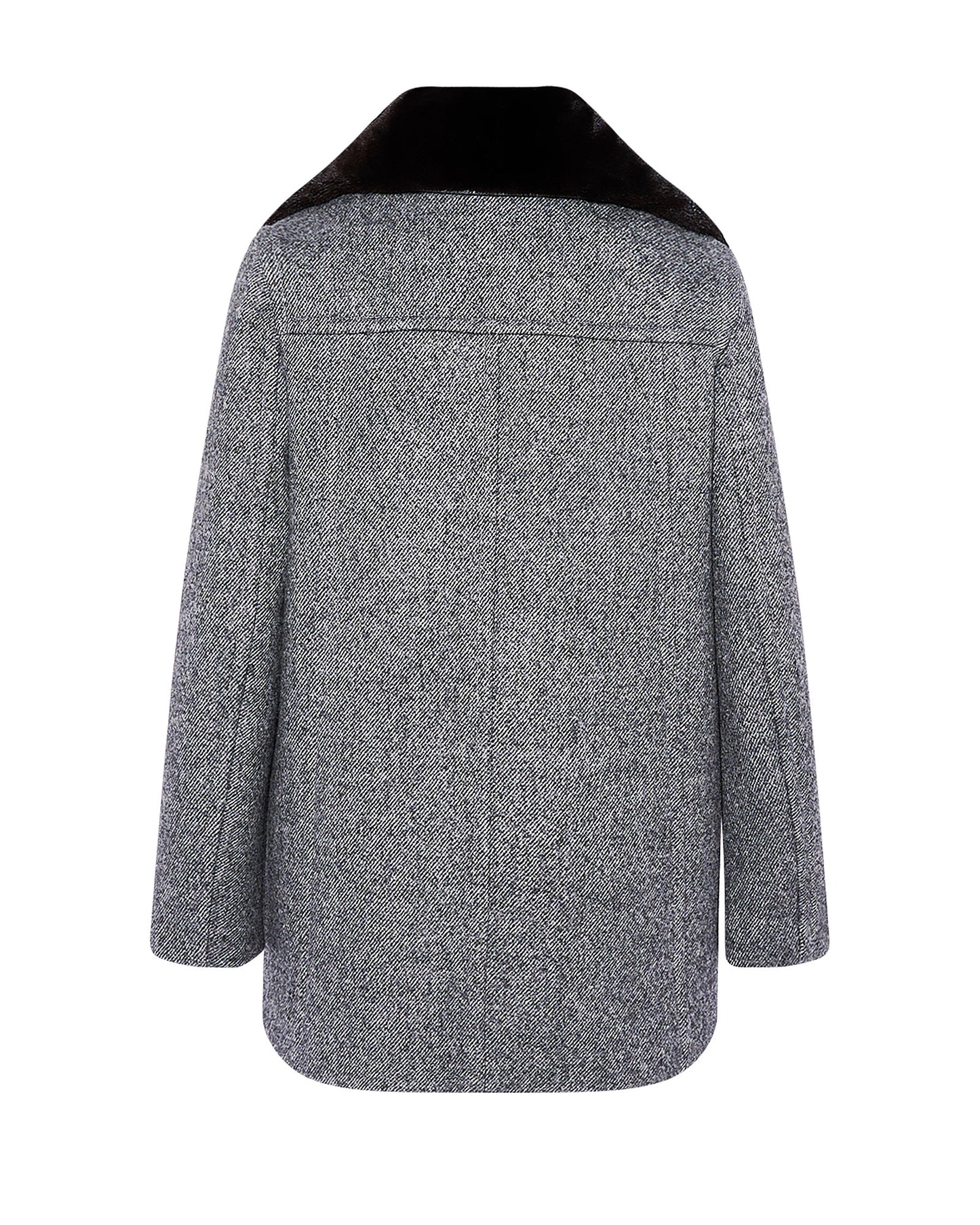 Woollen peacoat with lambskin leather details and mink fur collar - Yves Salomon