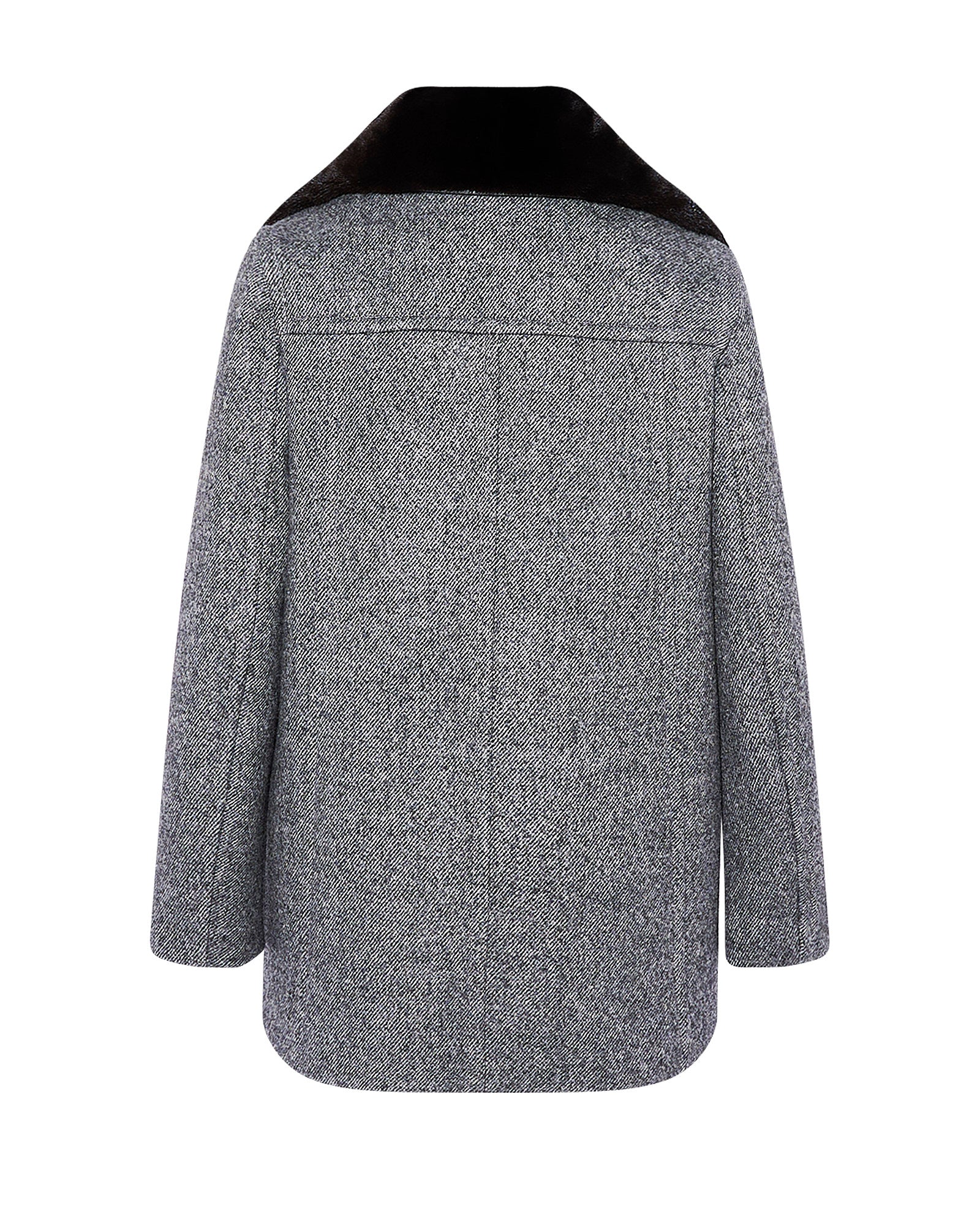 Woollen peacoat with lambskin leather details and mink fur collar - Yves Salomon