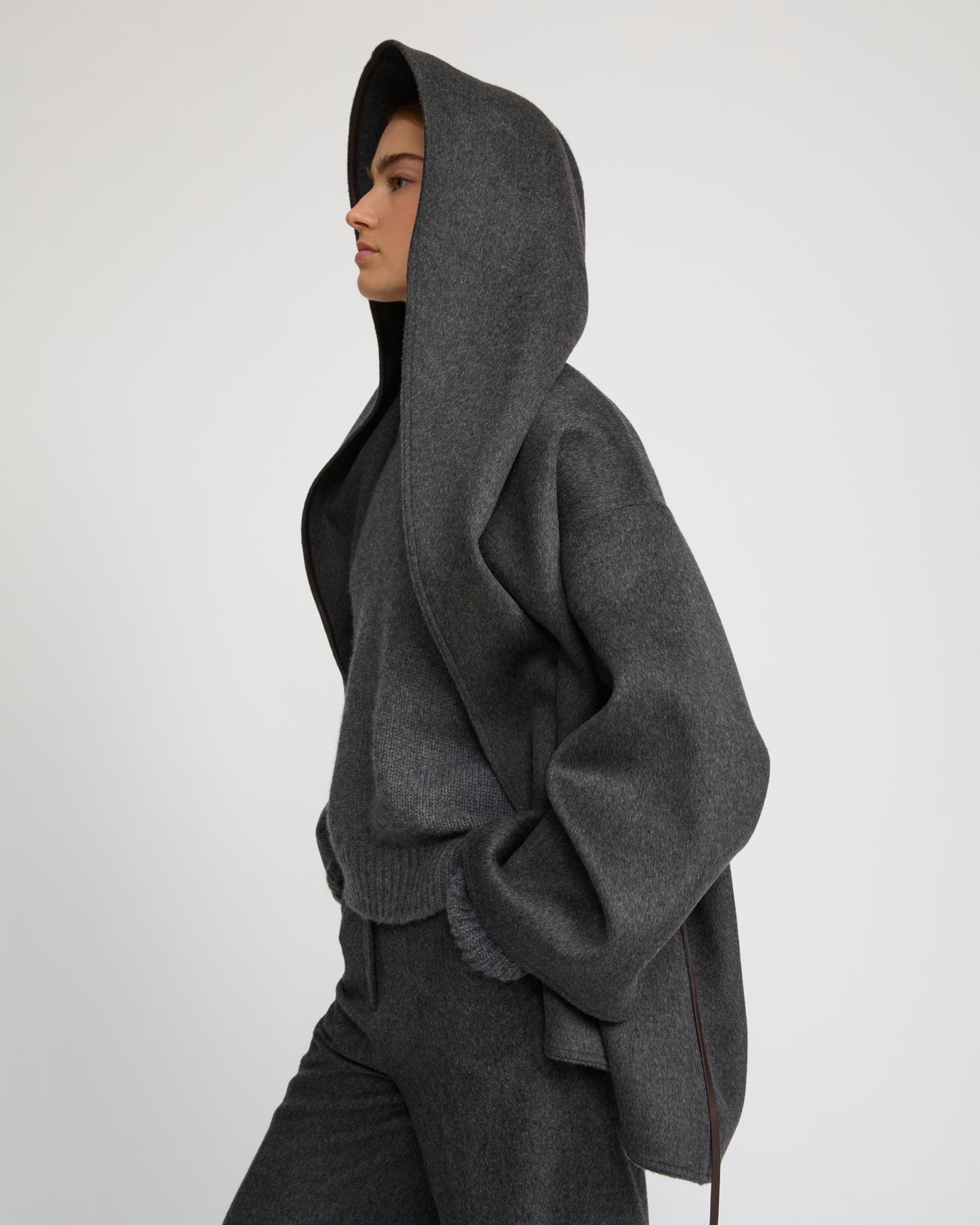 Oversized short coat in double-sided cashmere blend - Yves Salomon