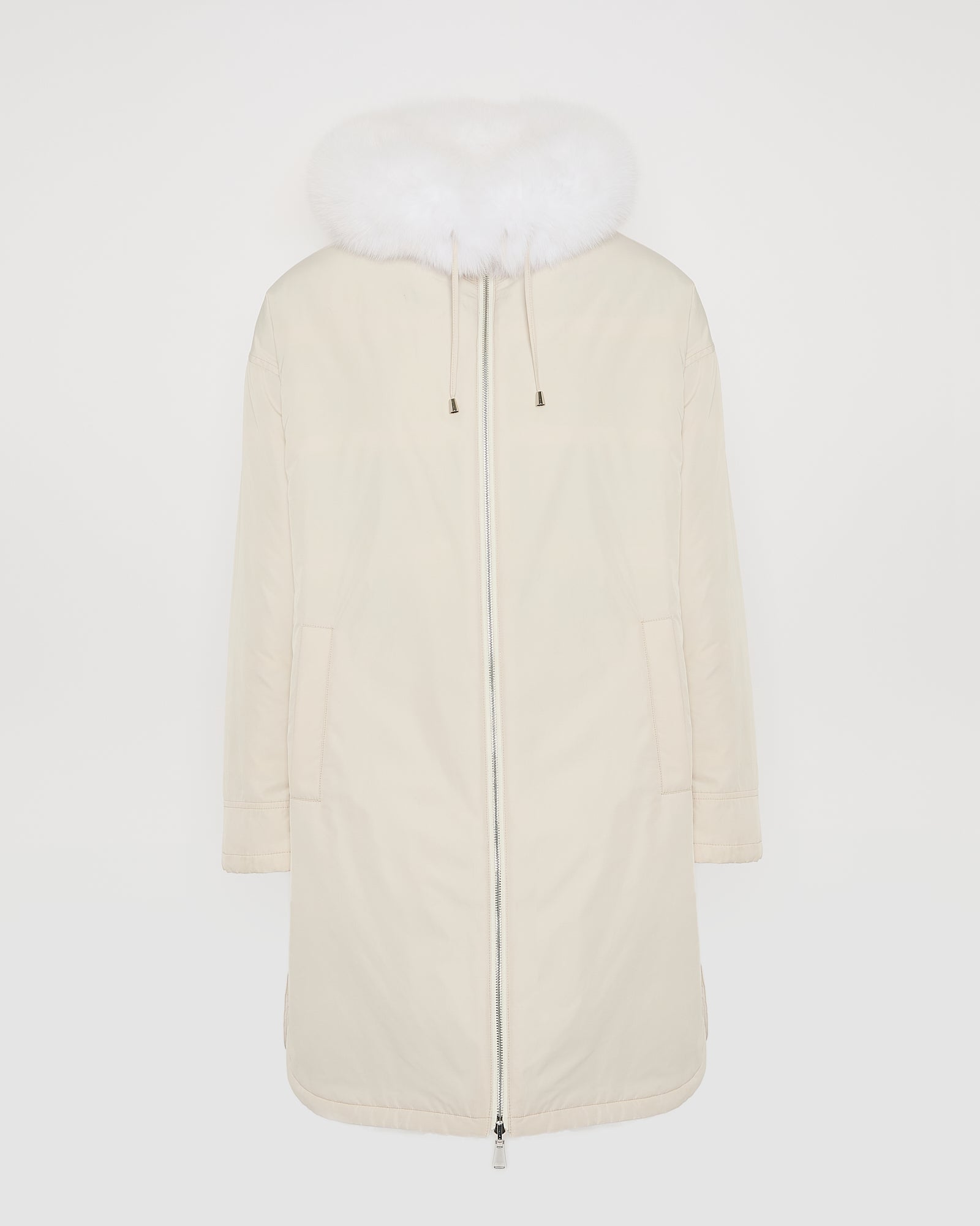 Hooded coat in technical fabric reversible rex rabbit fur - Yves Salomon