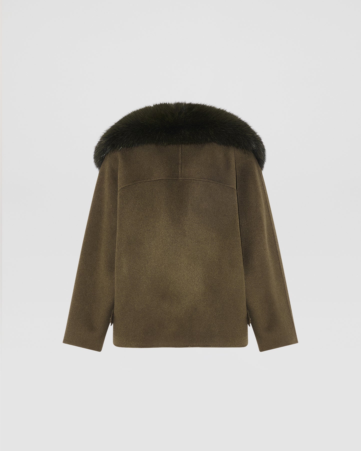 Cashmere-blend pea jacket with removable fox fur collar - Yves Salomon