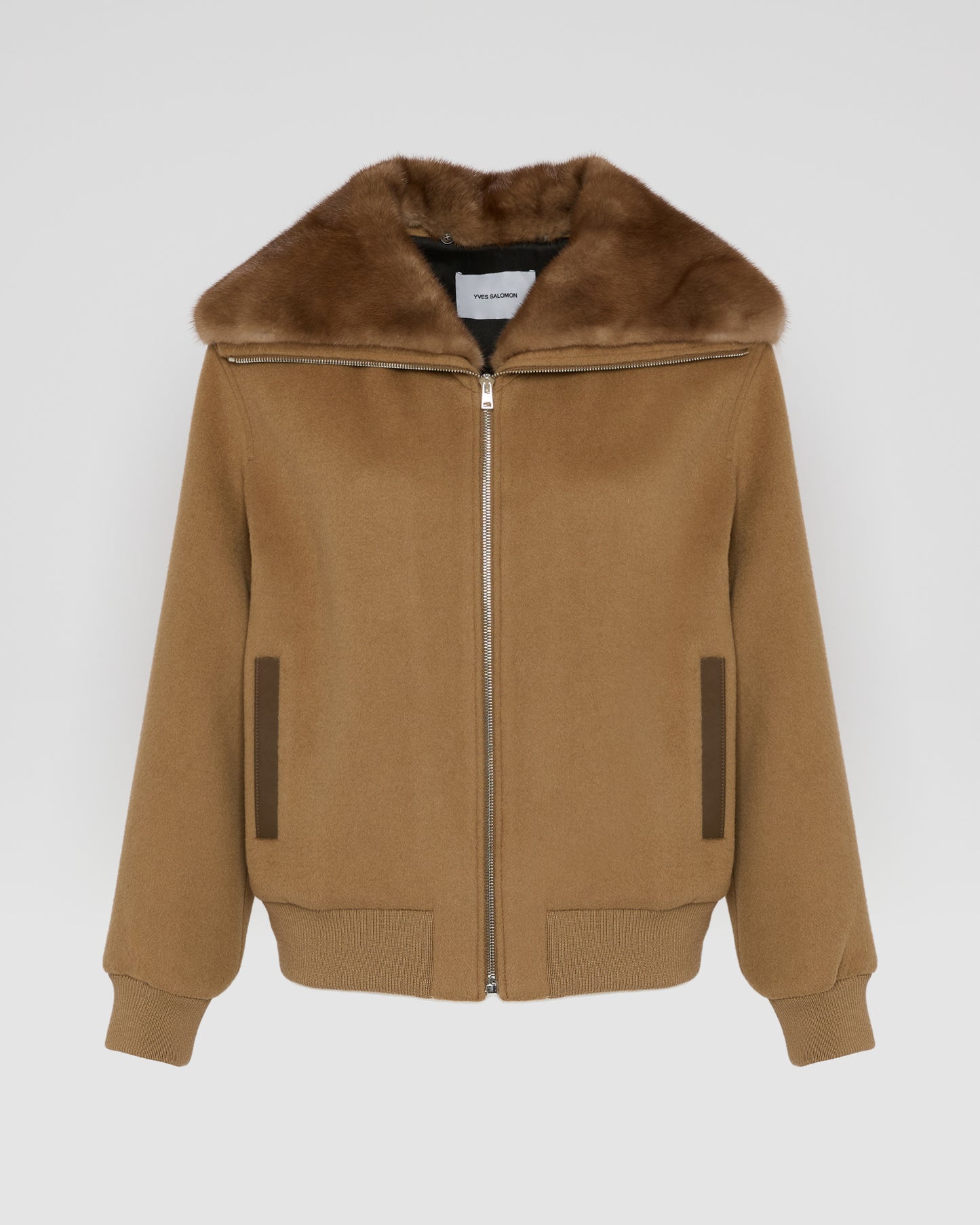 Cashmere-blend cropped blouson with removable mink fur collar - Yves Salomon