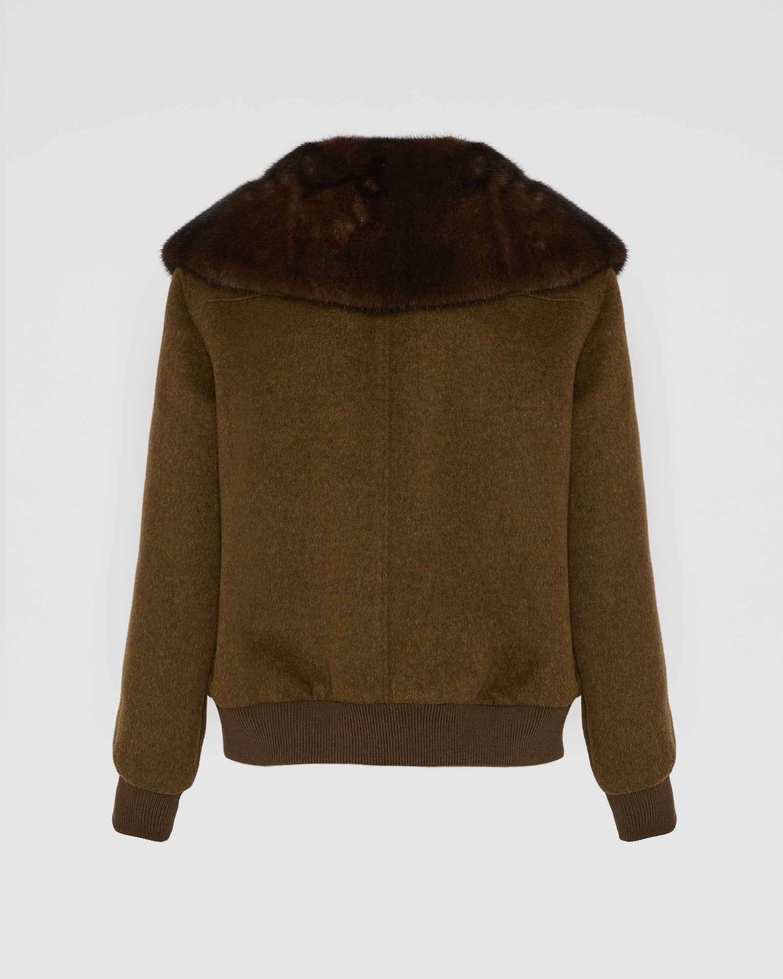 Cashmere-blend cropped blouson with removable mink fur collar - Yves Salomon