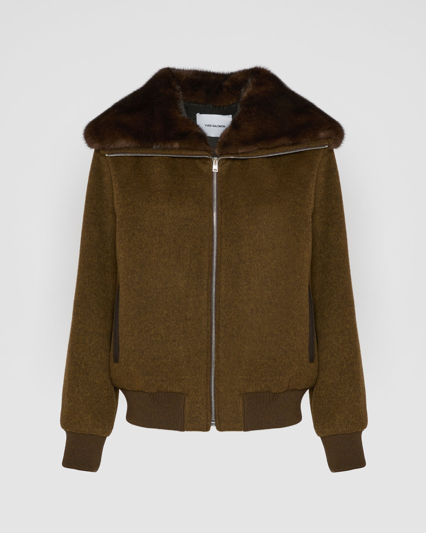 Cashmere-blend cropped blouson with removable mink fur collar - Yves Salomon