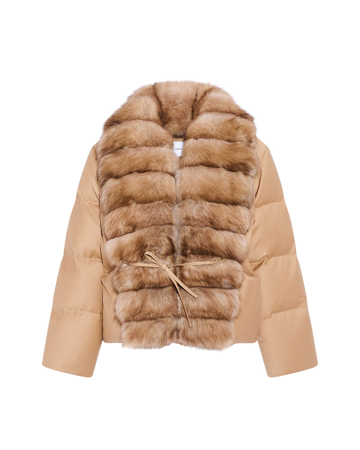 Short flannel down jacket with detachable large sable fur collar - Yves Salomon