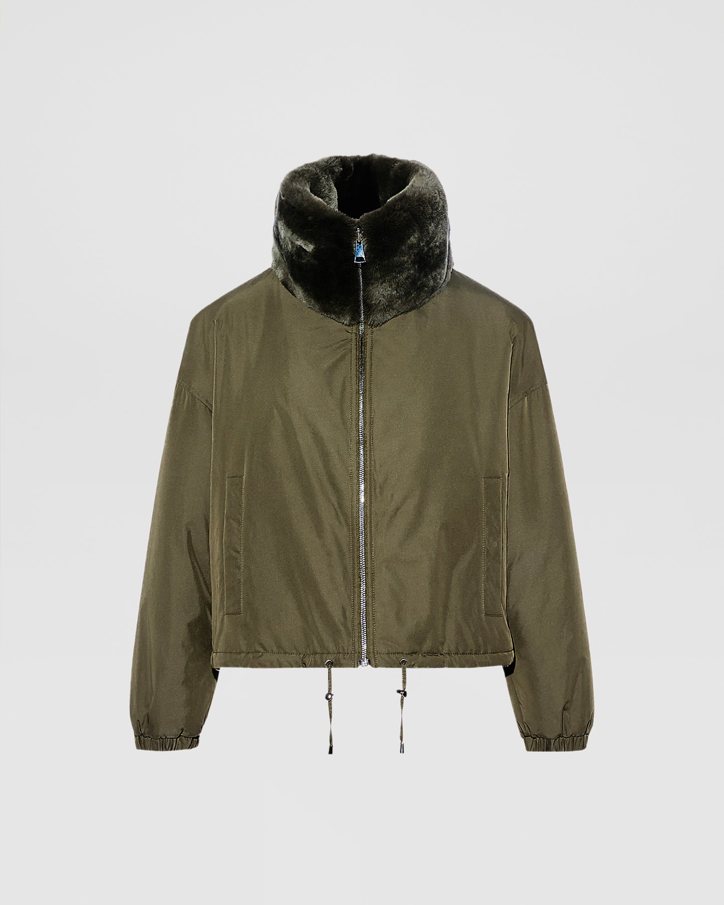 Boxy jacket in technical fabric reversible rex rabbit fur - Yves Salomon