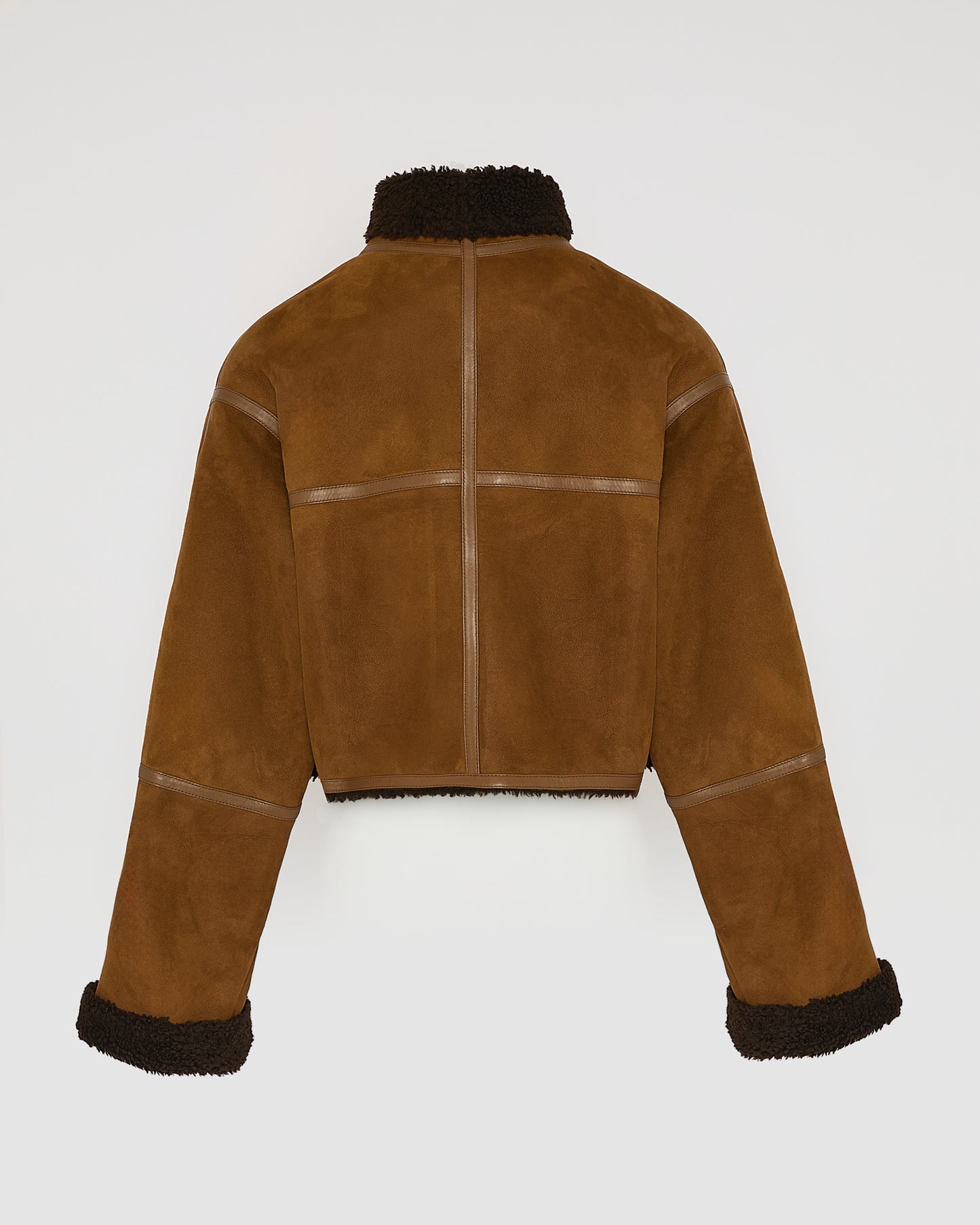 Suede Merino lambskin cropped jacket - Yves Salomon