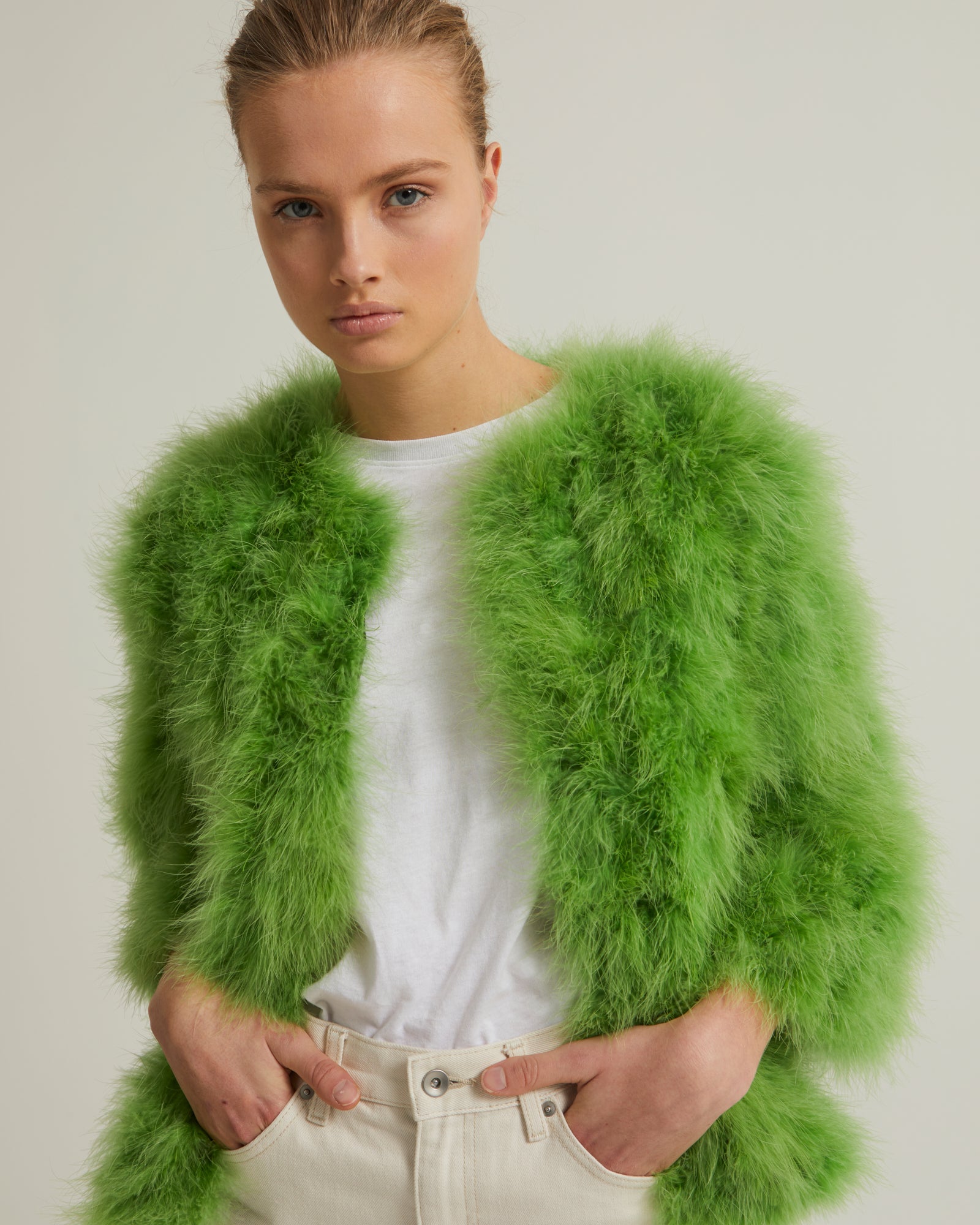 Feather cropped jacket - green - Yves Salomon - Women – Yves Feather cropped jacket - green - Yves Salomon - Women – Yves