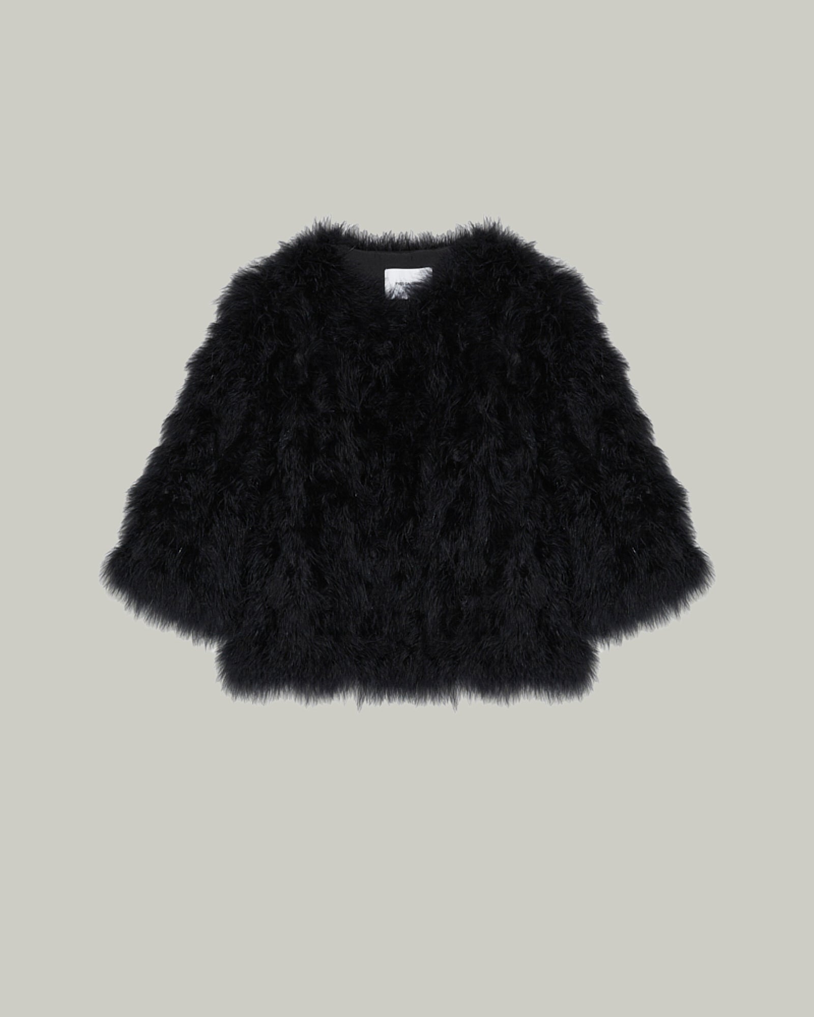 Marabou feather cropped jacket - black - – Yves Salomon US
