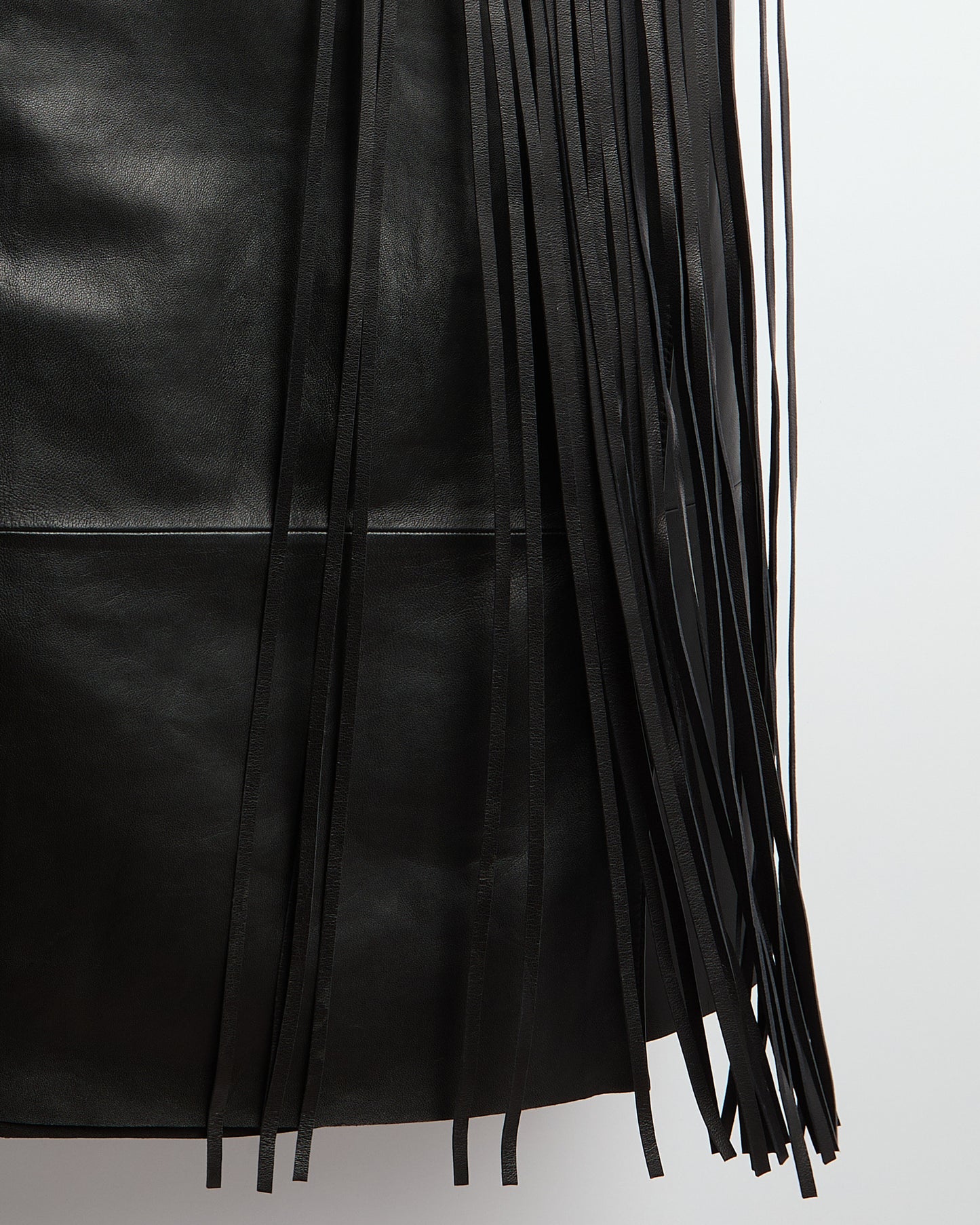 Leather fringe wrap skirt -Summer sale - Yves Salomon