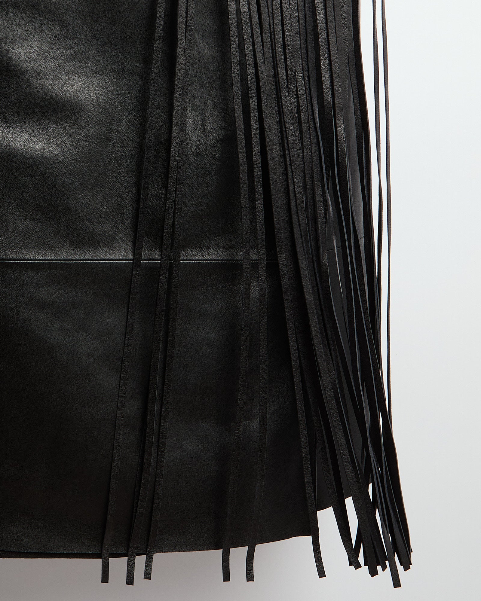 Leather fringe wrap skirt -Summer sale - Yves Salomon