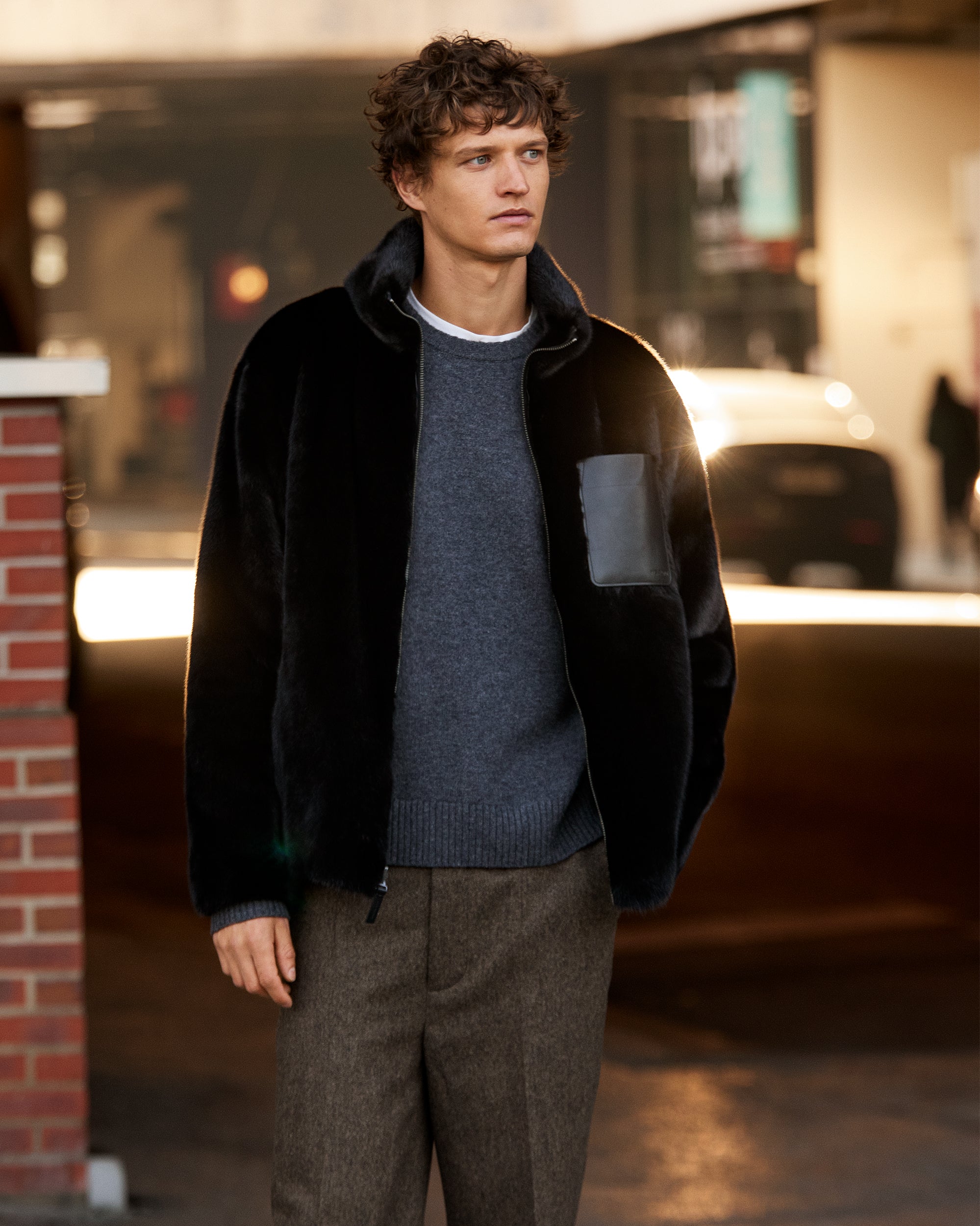 YVES SALOMON　ファージャケット　コヨーテ　ブラック　フランス製　46 Parka with fur hood - Black - Yves Salomon