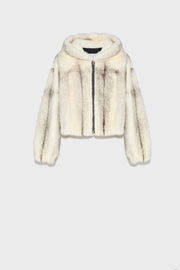 Short hooded mink jacket