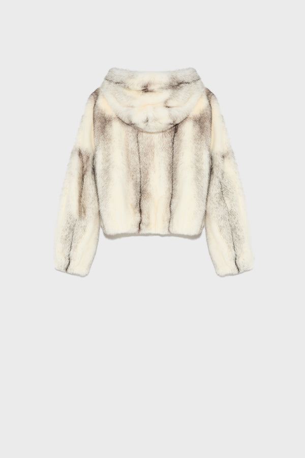 Short hooded mink jacket