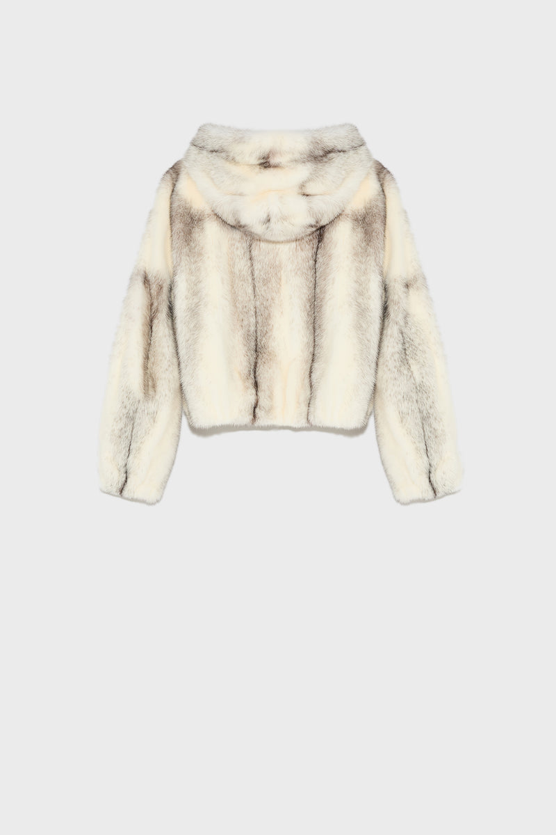 Short hooded mink jacket