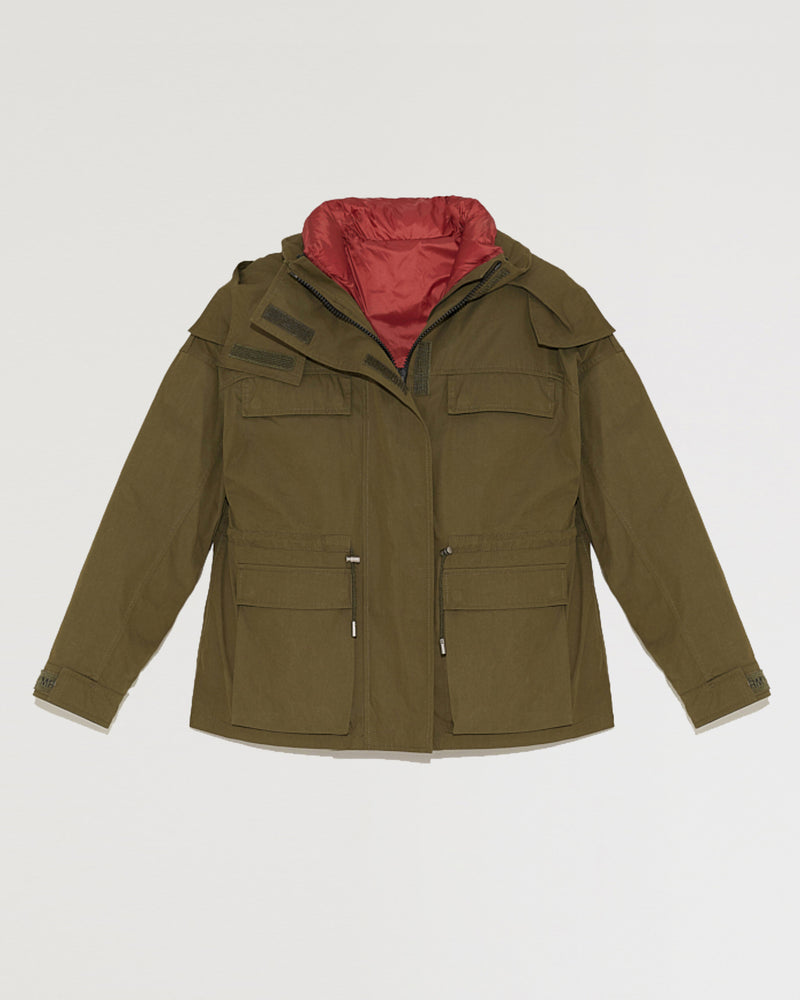 Convertible padded jacket in cotton and nylon-Yves Salomon-Winter sale & boxing day