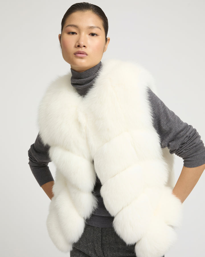 SLEEVELESS BURGUNDY FOX GILET -Yves Salomon