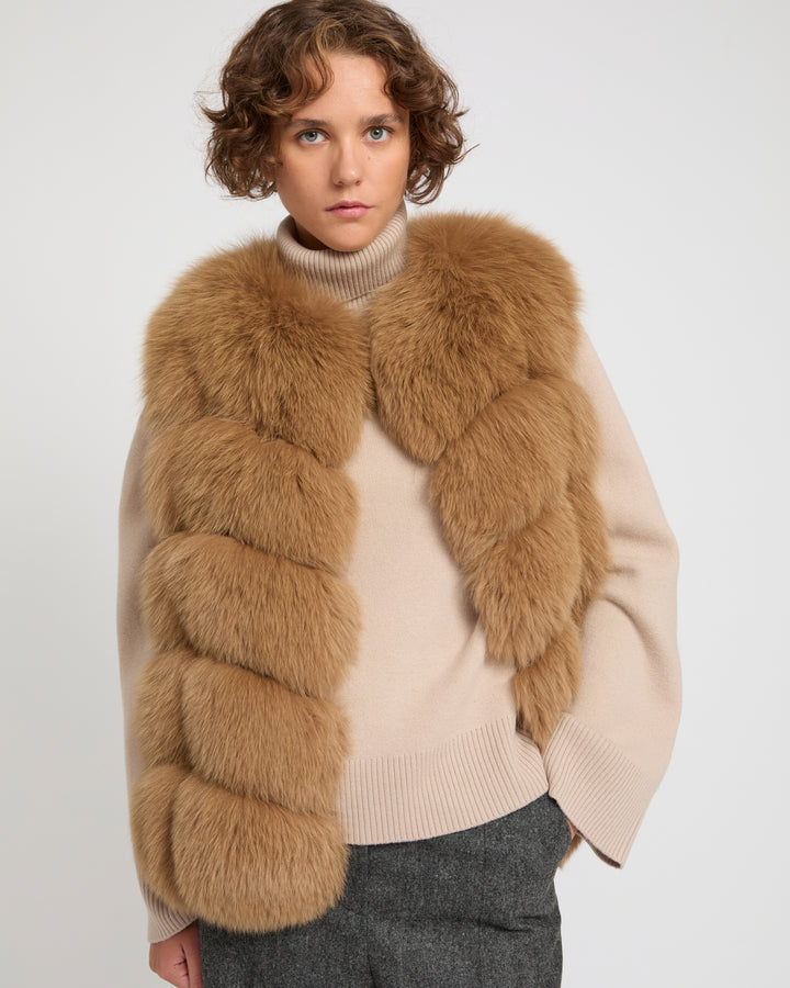 SLEEVELESS BURGUNDY FOX GILET -Yves Salomon