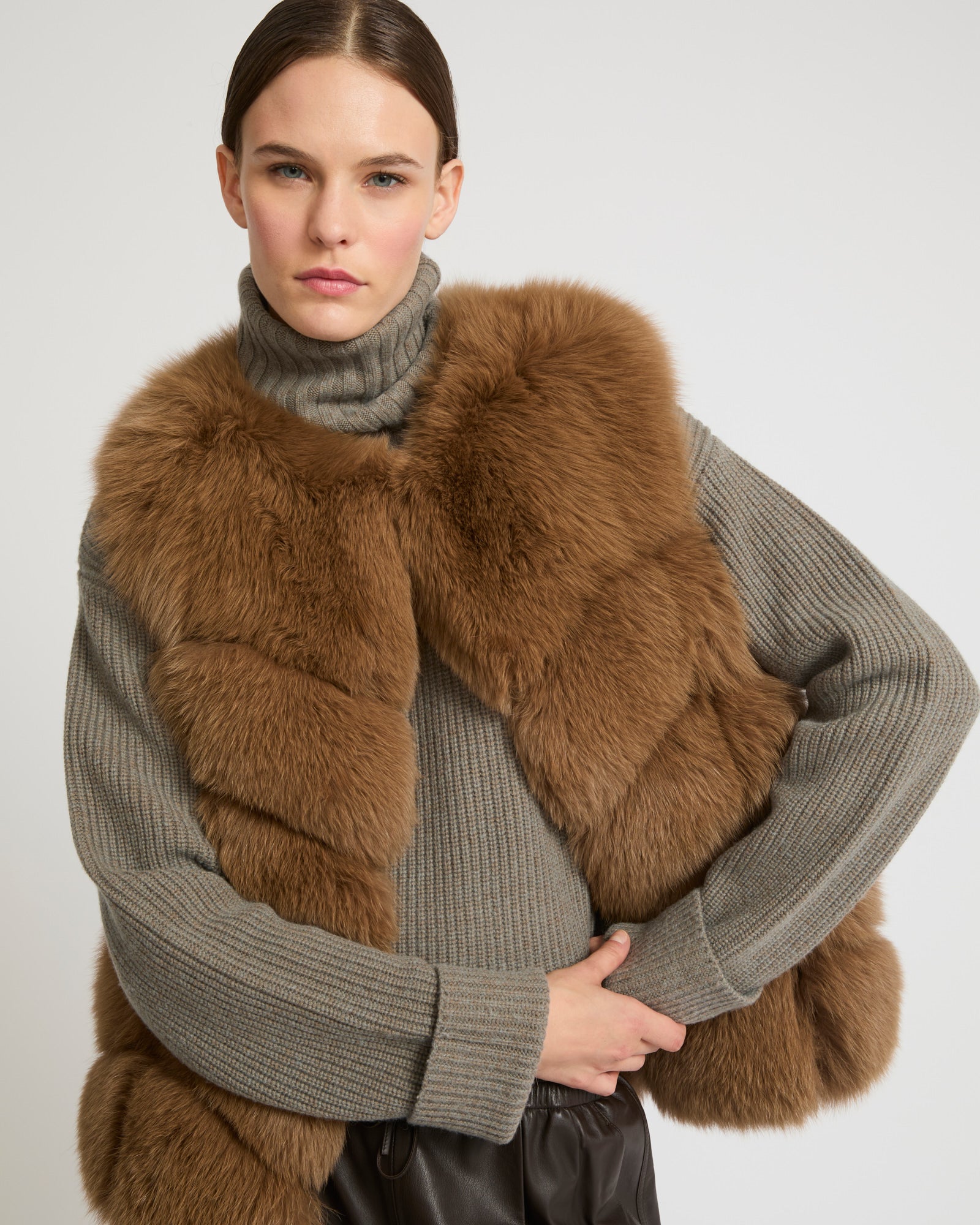 Fox fur gilet - brown - Yves Salomon – Yves Salomon US