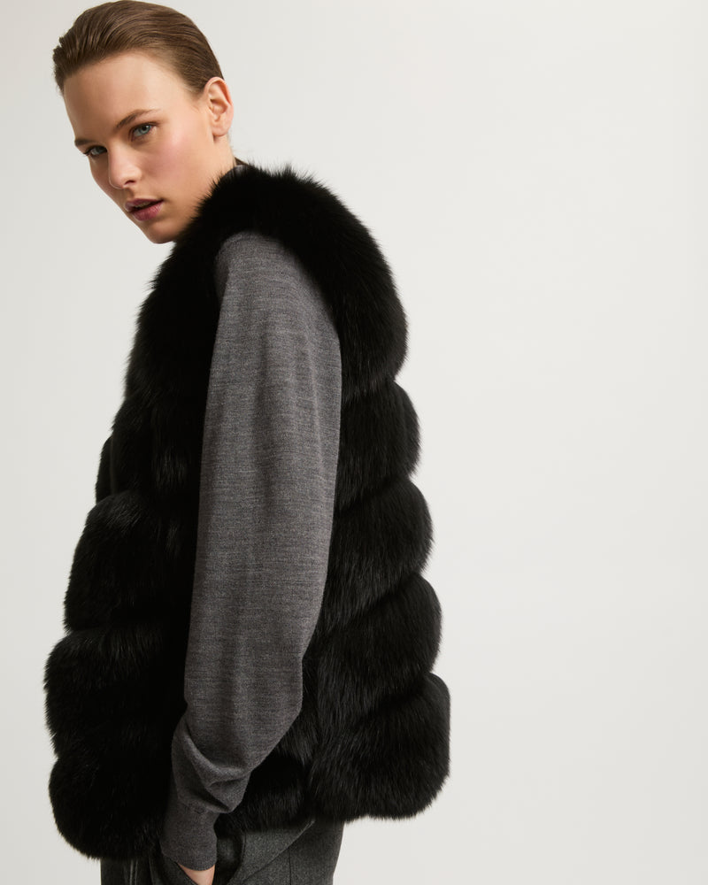 Fox fur gilet - black - Yves Salomon