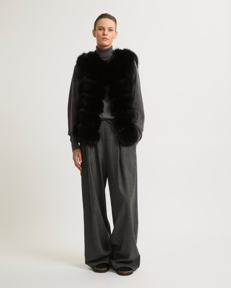 Fox fur gilet - black - Yves Salomon