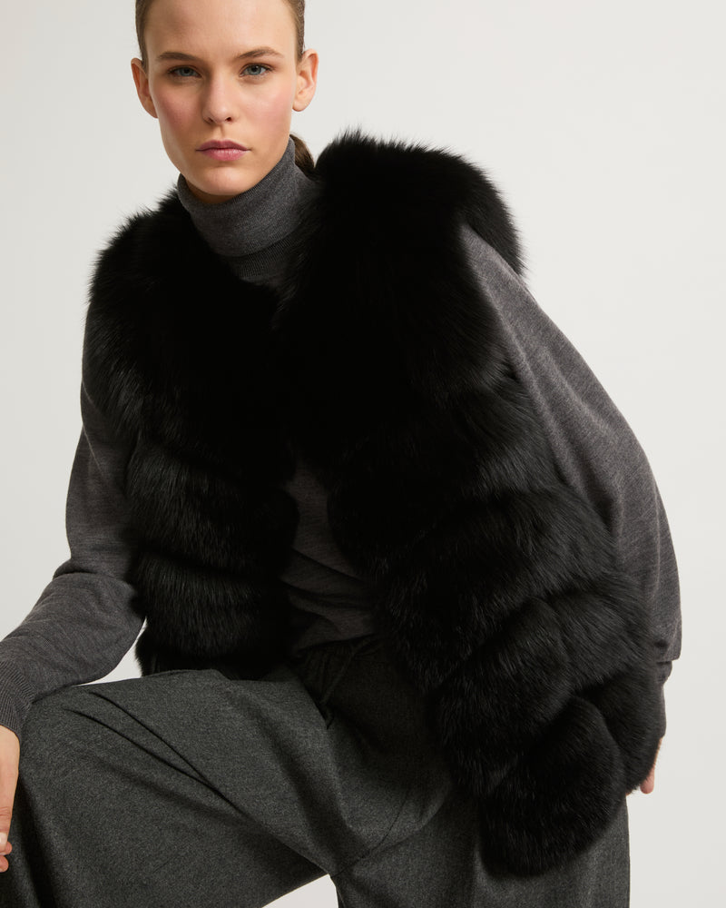 Fox fur gilet - black - Yves Salomon