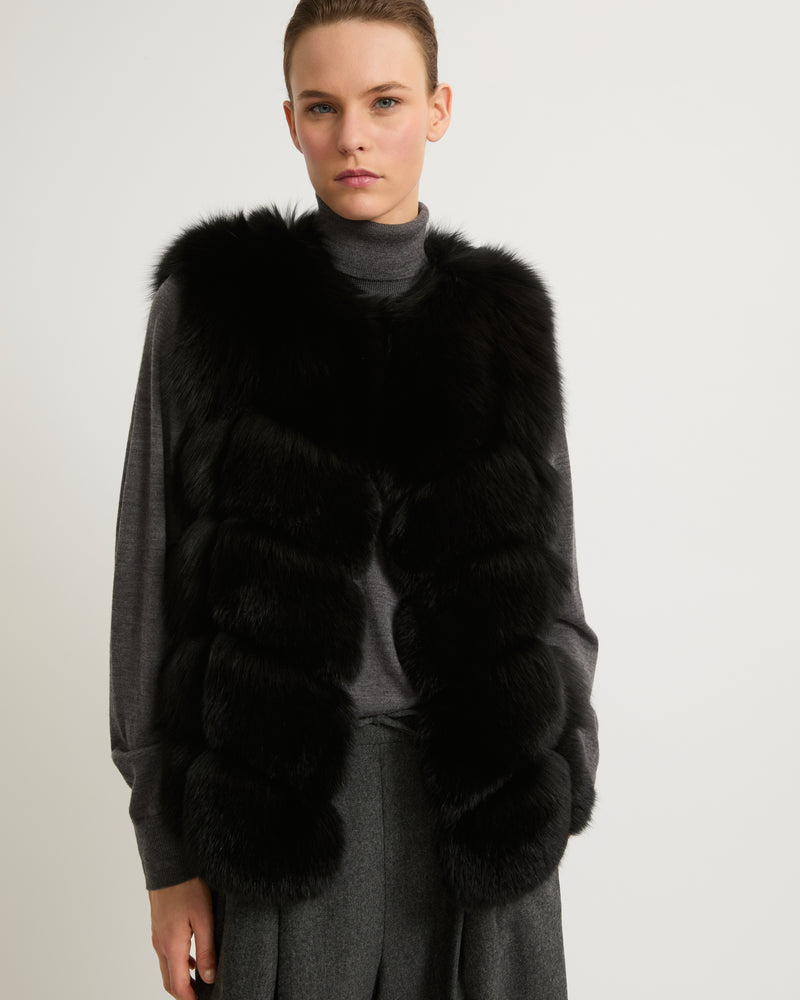 Fox fur gilet - black - Yves Salomon