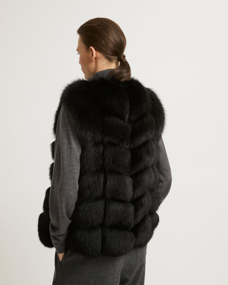 Fox fur gilet - black - Yves Salomon