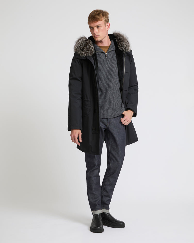 Iconic Cotton Blend And Fur Parka - black - Yves Salomon