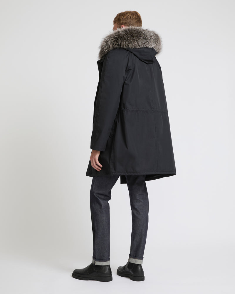 Iconic Cotton Blend And Fur Parka black Yves Salomon Yves Salomon US