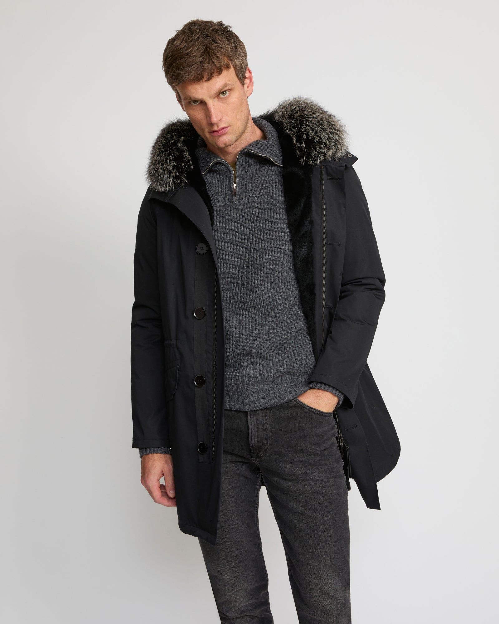 Iconic parka in technical cotton with fox and rabbit fur - Yves Salomon