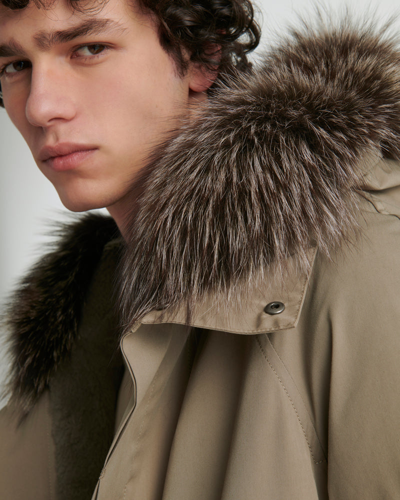 Iconic Cotton Blend And Fur Parka - khaki - Yves Salomon