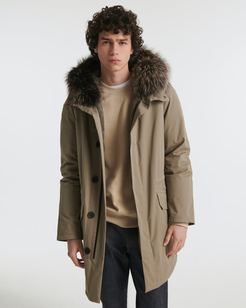 Iconic Cotton Blend And Fur Parka - khaki - Yves Salomon