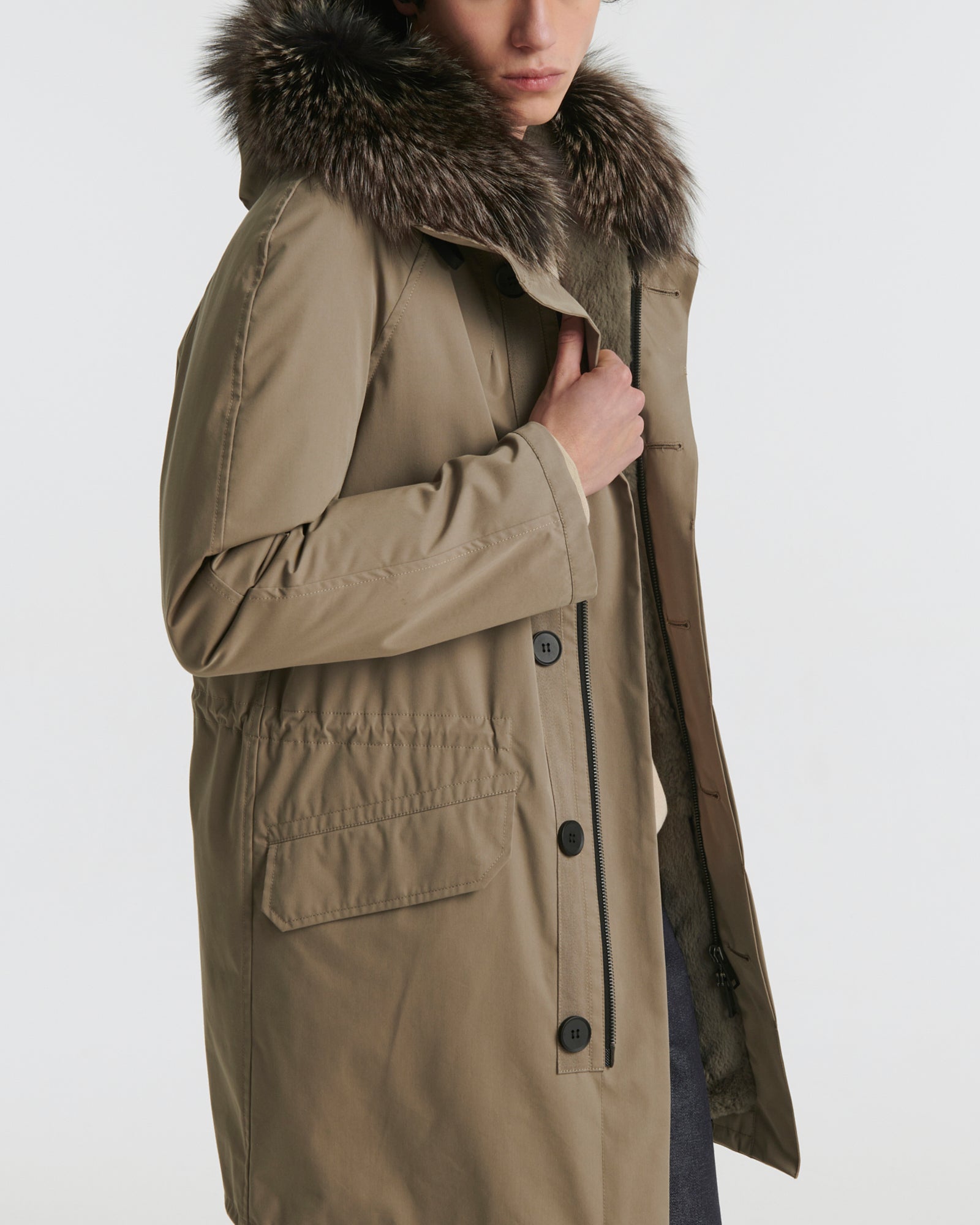 Parka Warm Stylish Coats 2018 Iconic Cotton Blend Fur Parka Khaki