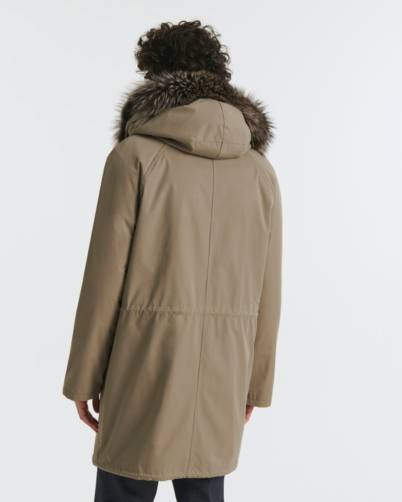 Iconic Cotton Blend And Fur Parka - khaki - Yves Salomon