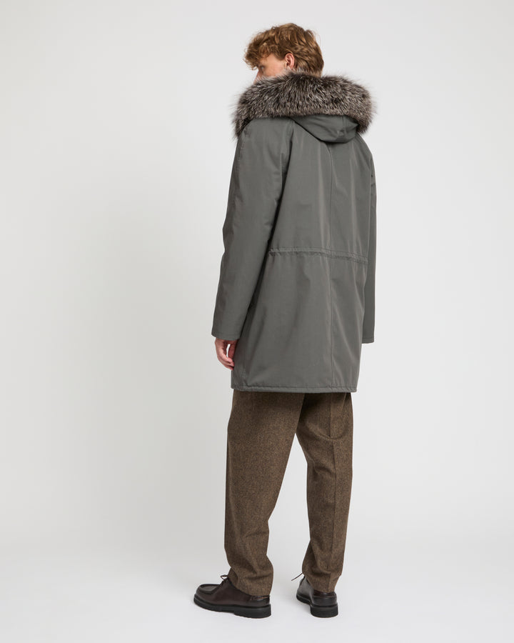 Iconic parka in technical cotton with fox and rabbit fur