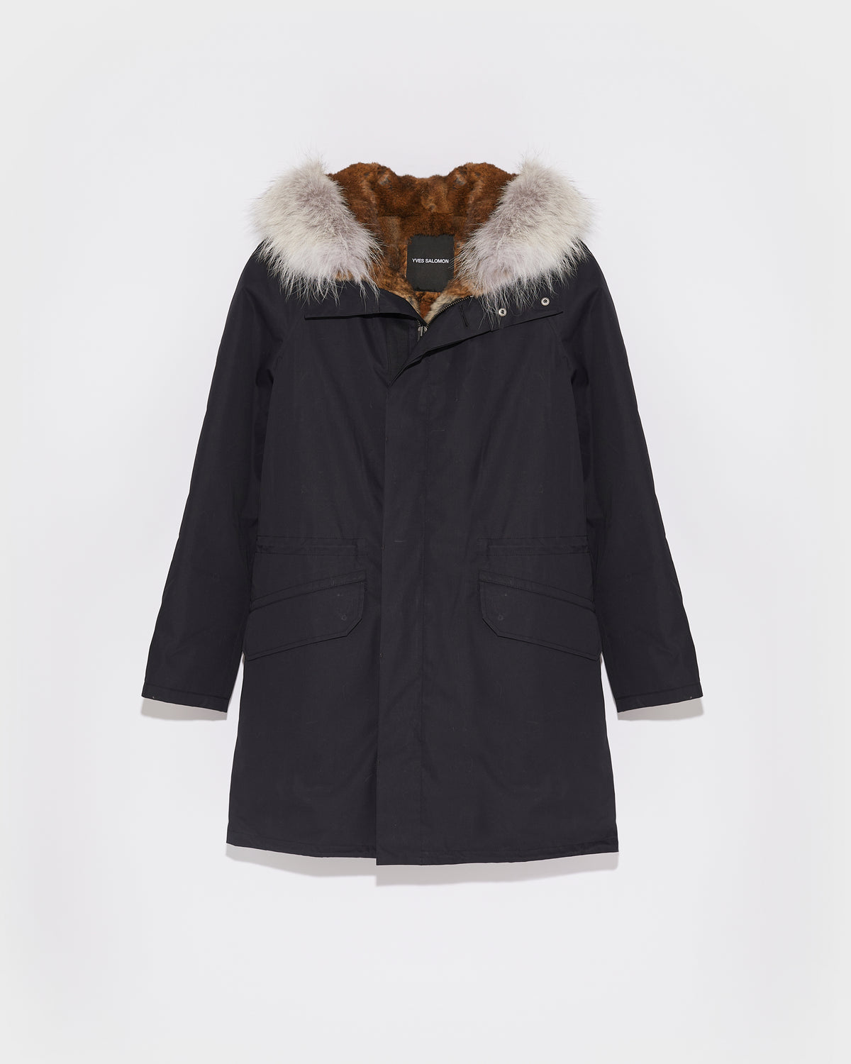 long parka with fur hood - black - Yves Salomon Men – Yves Salomon US
