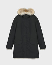 Long iconic parka in technical cotton and fur